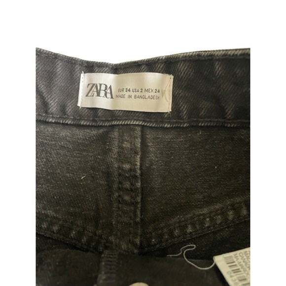 Zara Black Wash Demim Cutoff Button Fly Shorts Womens Size 2 Grunge‎ 90s - Picture 3 of 6
